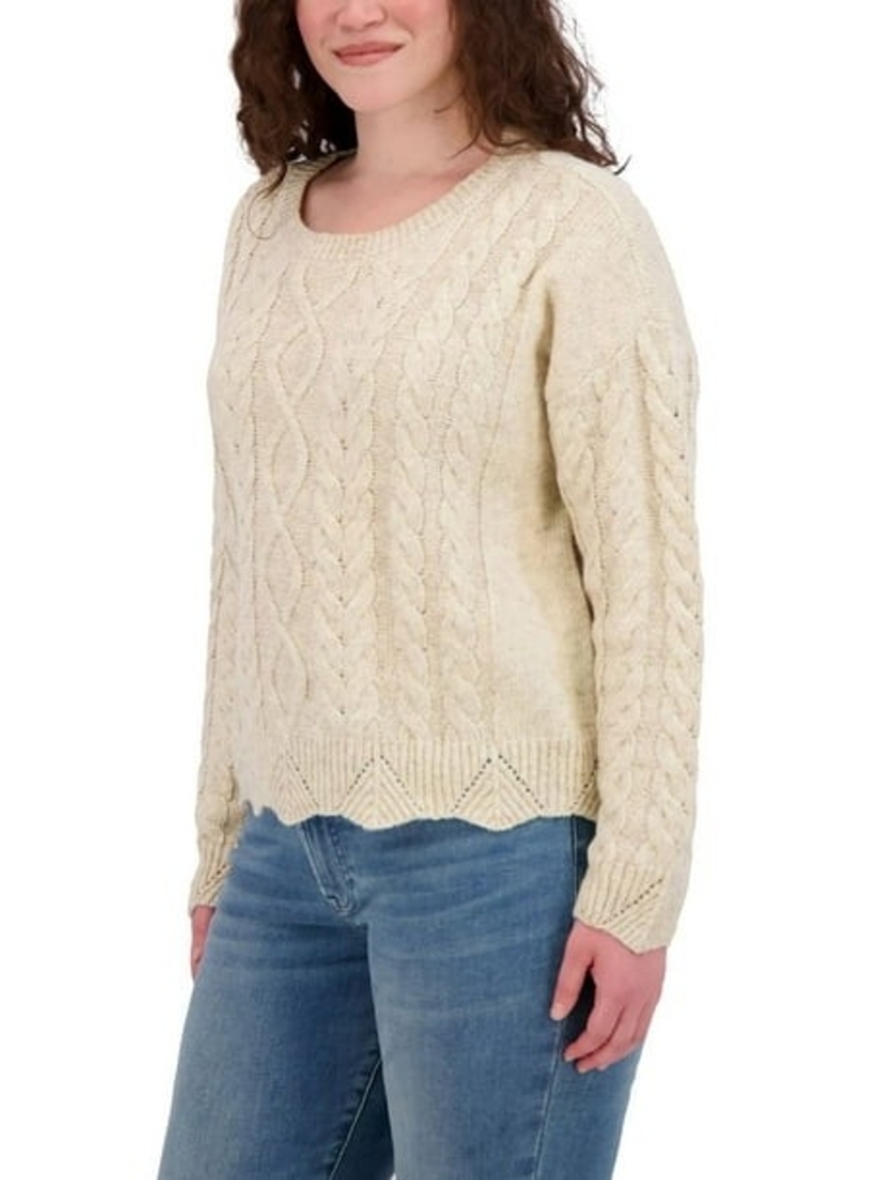 Lucky Brand Cream Cable-Knit Crewneck Sweater